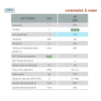 VF 200 Scaldabagno scaldacqua elettrico 200 Litri 172419