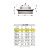 4200 - Riduzione terminale con tenuta O'RING - Misura 3/4" x 3/8" 4200 3438