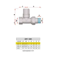 1400 - Detentore diritto, attacco tubo ferro - Misura 3/8" 1400 38