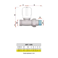 1250 - Valvola manuale diritta, attacco tubo rame e multistrato - Misura 1/2" 1250 12