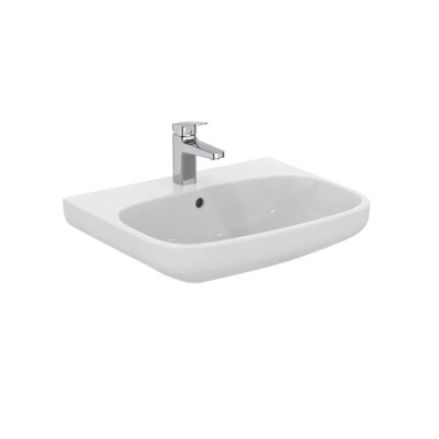 Ideal Standard I.LIFE A lavabo sospeso o da appoggio L.60 cm, monoforo, con troppopieno, colore bianco finitura lucido T451101