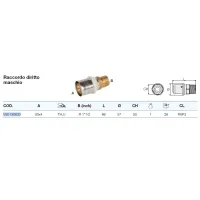 Raccordo diritto maschio 50/4 x 1"1/2 Pexal Brass - raccordo a pressare VS0130633