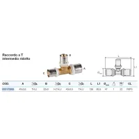 Raccordo a Tee intermedio ridotto 40x3,5 x 32x3 x 40x3,5 Pexal Brass - raccordo a pressare VS0170865