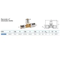 Raccordo a Tee intermedio ridotto ø40/3,5 x 20/2,5 x 40/3,5 Pexal Brass - raccordo a pressare VS0170862