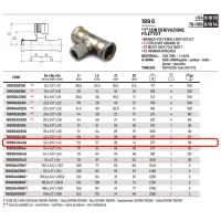Tee con derivazione filetto femmina ø42 x 3/4"F x 42 Inox 316L a pressare GAS 189304042G