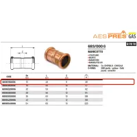 Manicotto ø35 AESPRES GAS in rame a pressare 683035000G - -  RACCORDERIE METALLICHE - -  