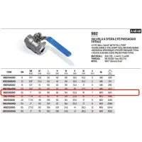 Valvola a sfera ø1"FF passaggio totale aisi 316 inox 982100000