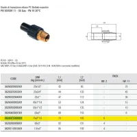 3626 Giunto di transizione ottone ø75x2.1/2"M PE filettato maschio PE100/SDR 11 - S5 Gas - PN 16 20°C 3626075008001