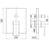 Level set esterno miscelatore incasso doccia (2 uscite) con deviatore a pulsante LESBOX015CR
