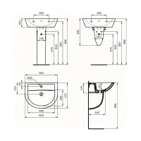 Eurovit semicolonna sospesa lavabo bianco W333001