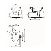 Ideal Standard Eurovit bidet a terra, 360x500 mm, con troppopieno e foro per miscelatore, bianco E877401