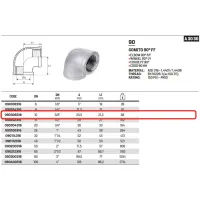 Gomito 90° FF 3/8" AISI316 - ISO4144 090308316L - -  RACCORDERIE METALLICHE - -  
