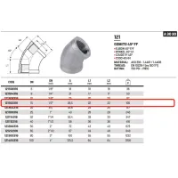 Gomito 45° FF 1/2" AISI316 - ISO4144 121102316L - -  RACCORDERIE METALLICHE - -  