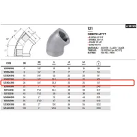 Gomito 45° FF 3/4" AISI316 - ISO4144 121304316L - -  RACCORDERIE METALLICHE - -  