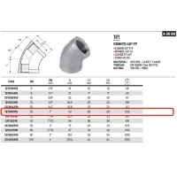 Gomito 45° FF 1" AISI316 - ISO4144 121100316L - -  RACCORDERIE METALLICHE - -  