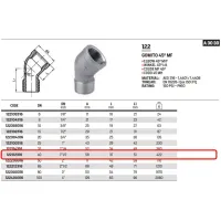 Gomito 45° MF 1"1/2 AISI316 - ISO4144 122112316L - -  RACCORDERIE METALLICHE - -  