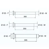 Prolunga dritta Jolly ø 32 x 260 mm (1"1/4) 8.2642.02