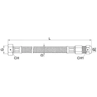 Attacco flessibile DN10 treccia acciaio inox AISI 304 - femmina con calotta conica 3 pezzi - Misura 3/8"G x 10 L.30 cm 0093FB30030