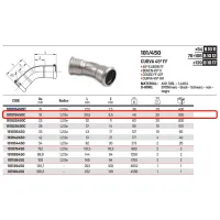 Curva 45° FF ø18 Inox 316L a pressare 181018450C - -  RACCORDERIE METALLICHE - - 181018450C
