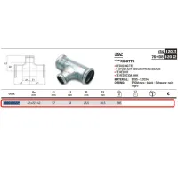 Tee ridotto ø42 x 22 x 42 a pressare 392042022