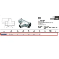 Tee ridotto ø54 x 42 x 54 a pressare 392054042