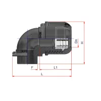 Raccordo a gomito 90° Nupi femmina - diametro 25 mm - 1/2" in PE 10KGF2512
