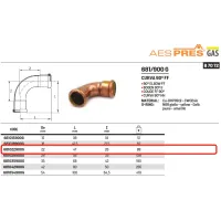 Curva 90° FF ø22 AESPRESS GAS in rame a pressare 681022900G - -  RACCORDERIE METALLICHE - -  