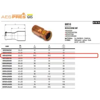 Riduzione MF ø22 x 18 AESPRES GAS in rame a pressare 691022018G - -  RACCORDERIE METALLICHE - -  