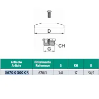 Tappo copriforo con rosone in ottone cromato - Misura 3/8" D.54,5 mm 06700300CR