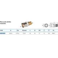 Raccordo diritto maschio 20x2,5 x 3/4" - Pexal Brass - raccordo a pressare VS0170227