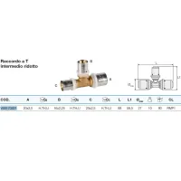 Raccordo a Tee intermedio ridotto 20x2,5 x 16x2,25 x 20x2,5 - Pexal Brass - raccordo a pressare VS0170821