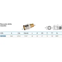 Raccordo diritto maschio 26x3 x 3/4" - Pexal Brass - raccordo a pressare VS0170235