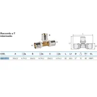 Raccordo a Tee intermedio 20x2,5 - Pexal Brass - raccordo a pressare VS0170711