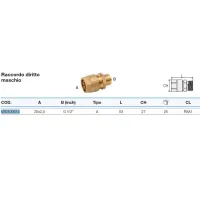 Raccordo diritto maschio 20x2,5 x 1/2" Pexal Twist con portagomma separabile VS0100614