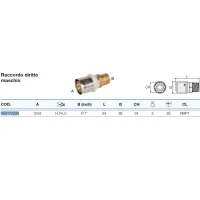 Raccordo diritto maschio 32x3 x 1" - Pexal Brass - raccordo a pressare VS0170239