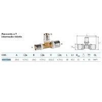 Raccordo a Tee intermedio ridotto 26x3 x 26x3 x 20x2,5 - Pexal Brass - raccordo a pressare VS0170849