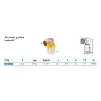 Raccordo gomito maschio 26x3 x 3/4" - Pexal Gas - raccordo a pressare VS0180535