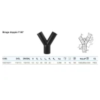 Braga doppia Y 60° polietilene PEHD ø110/110 mm VS0316011