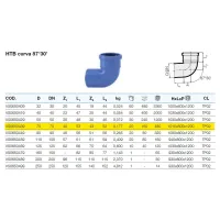 HTB curva 87°30' in PP a innesto ø75 mm - gamma Triplus VS0650439