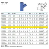 HTEA braga ridotta 45° in PP a innesto ø110/75 mm - gamma Triplus VS0650599