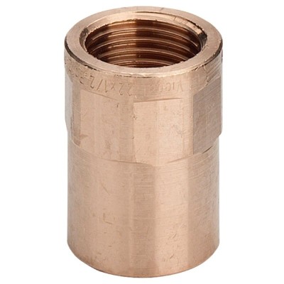 Manicotto bronzo FF ø18 - 1/2" estremità a saldare femmina, filettatura Rp 100940