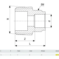 Manicotto FM 16-1/2" bronzo, estremità a saldare femmina, filettatura R 467753