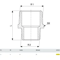 Vite doppia ridotta 1/2"x1/4" bronzo, filettatura R 319526