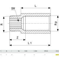 Prolunga MF 3/4"x30 bronzo, filettatura R, filettatura Rp 355043