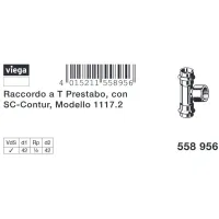 Raccordo a Tee 42x1/2"x42 Prestabo con SC‑Contur, acciaio al carbonio zincato, estremità a pressare femmina, filettatura Rp 558956