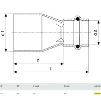 Manicotto di riduzione MF 18x15 Prestabo con SC‑Contur, acciaio al carbonio zincato, estremità maschio, estremità a pressare femmina 558499