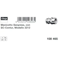 Manicotto Sanpress con SC‑Contur FF ø22 x 3/4", bronzo, estremità a pressare femmina, filettatura Rp 108465
