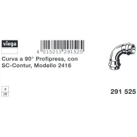 Curva a 90° Profipress FF D. 28 con SC‑Contur, rame, estremità a pressare femmina 291525