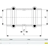 Manicotto con battente Profipress G FF D. 22 con SC‑Contur, rame, estremità a pressare femmina 346508