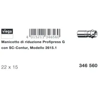 Manicotto di riduzione Profipress G MF 22x15 con SC‑Contur, rame, estremità maschio, estremità a pressare femmina 346560